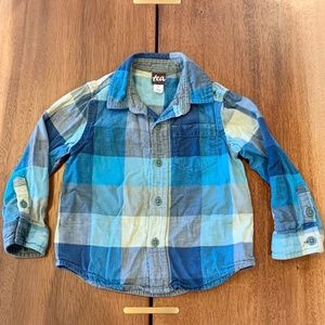 Tea Collection Blue Plaid Button Down